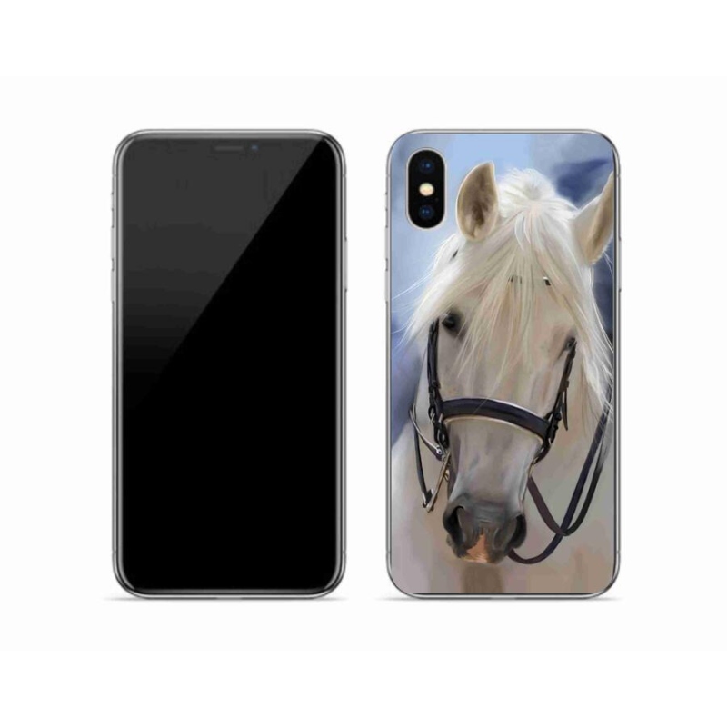 Gelový kryt mmCase na mobil iPhone X - bílý kůň