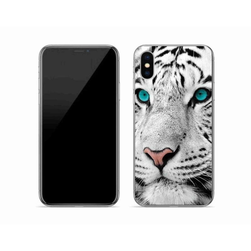 Gelový kryt mmCase na mobil iPhone X - bílý tygr