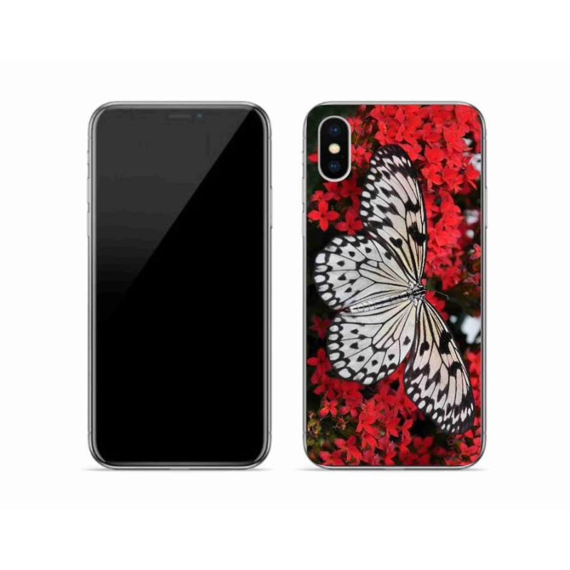 Gelový kryt mmCase na mobil iPhone X - černobílý motýl 1
