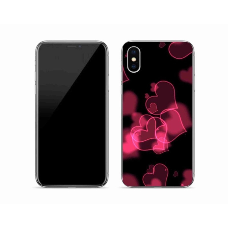 Gelový kryt mmCase na mobil iPhone X - červená srdíčka