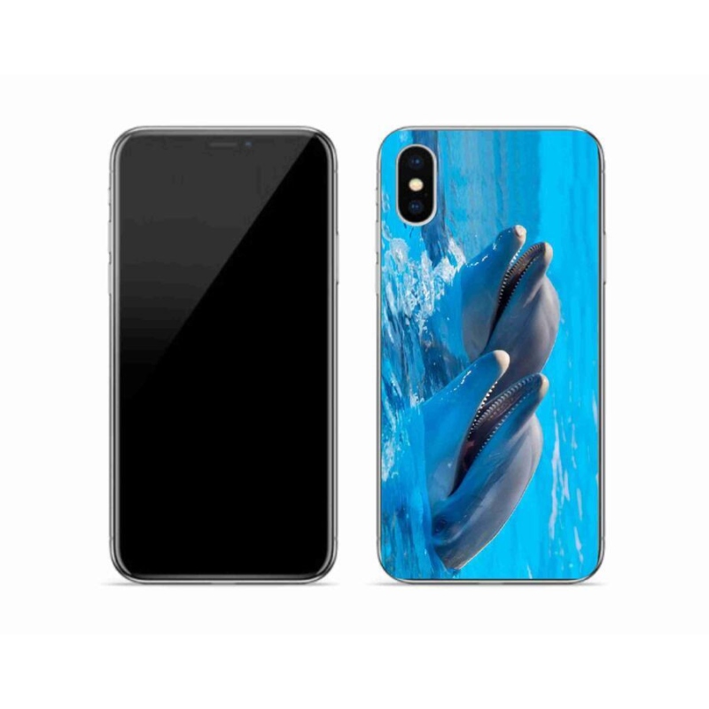 Gelový kryt mmCase na mobil iPhone X - delfíni