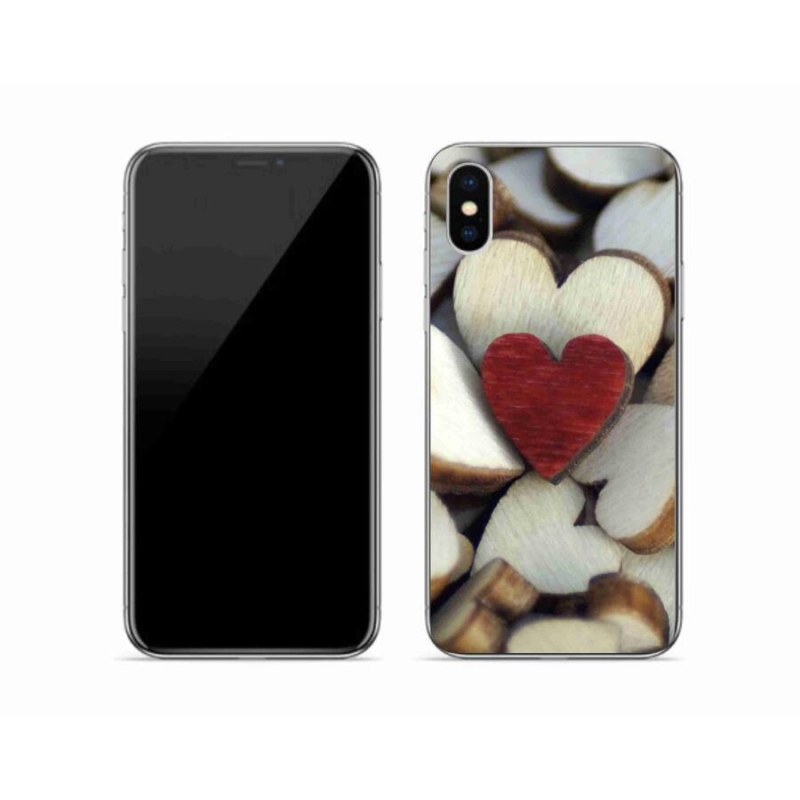 Gelový kryt mmCase na mobil iPhone X - gravírované červené srdce