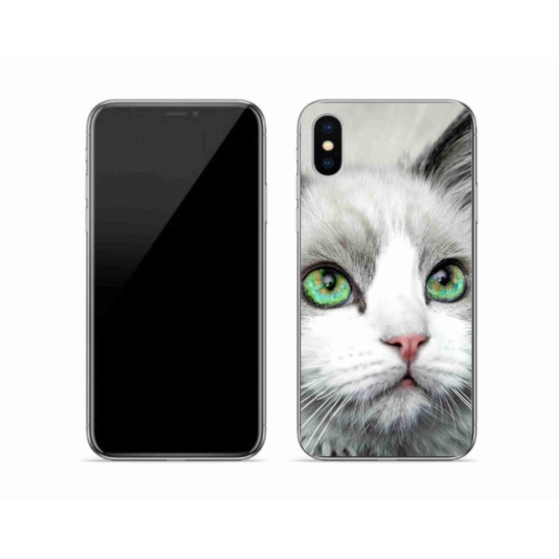 Gelový kryt mmCase na mobil iPhone X - kočičí pohled