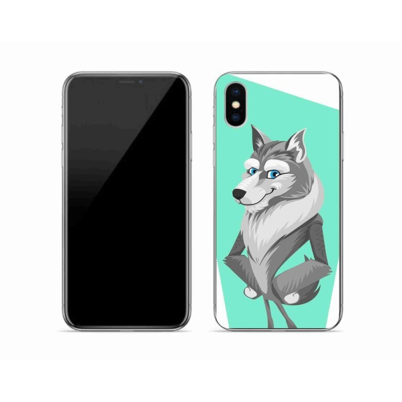Gelový kryt mmCase na mobil iPhone X - kreslený vlk