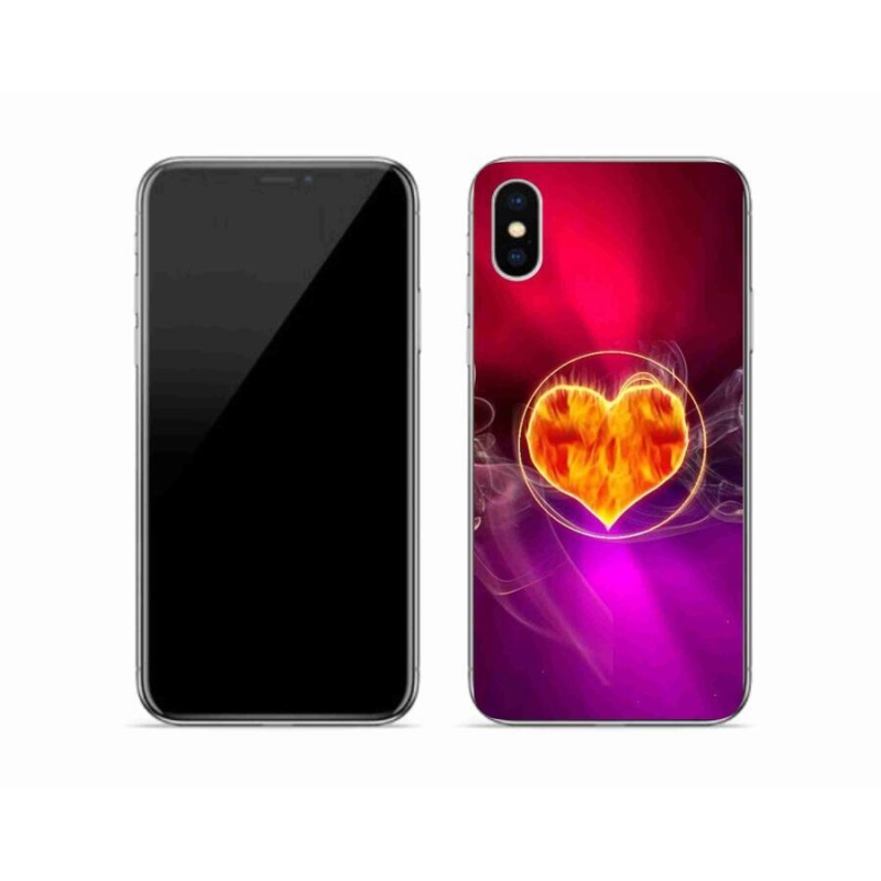 Gelový kryt mmCase na mobil iPhone X - ohnivé srdce