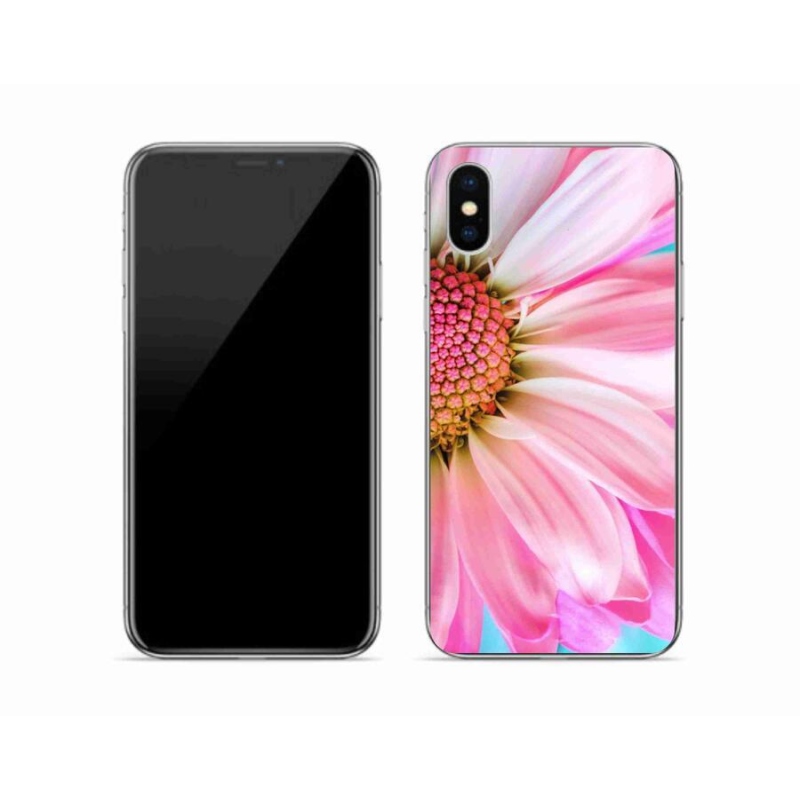 Gelový kryt mmCase na mobil iPhone X - růžová květina
