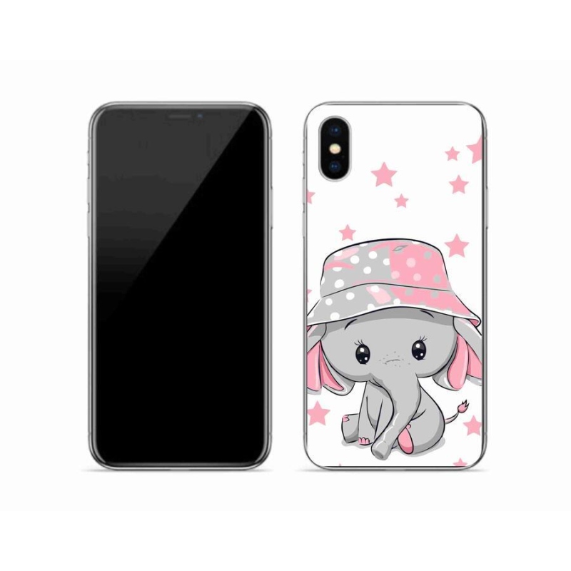 Gelový kryt mmCase na mobil iPhone X - růžový slon
