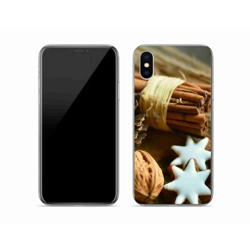 Gelový kryt mmCase na mobil iPhone X - skořice a perníčky
