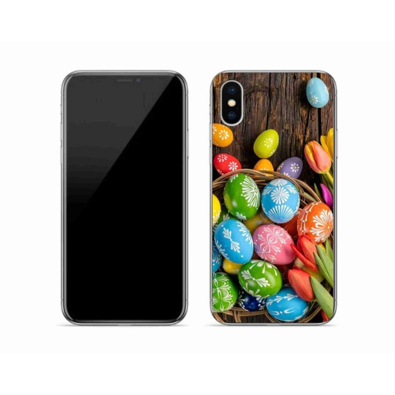 Gelový kryt mmCase na mobil iPhone X - velikonoční vajíčka