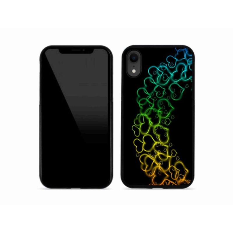 Gelový kryt mmCase na mobil iPhone XR - barevná srdíčka