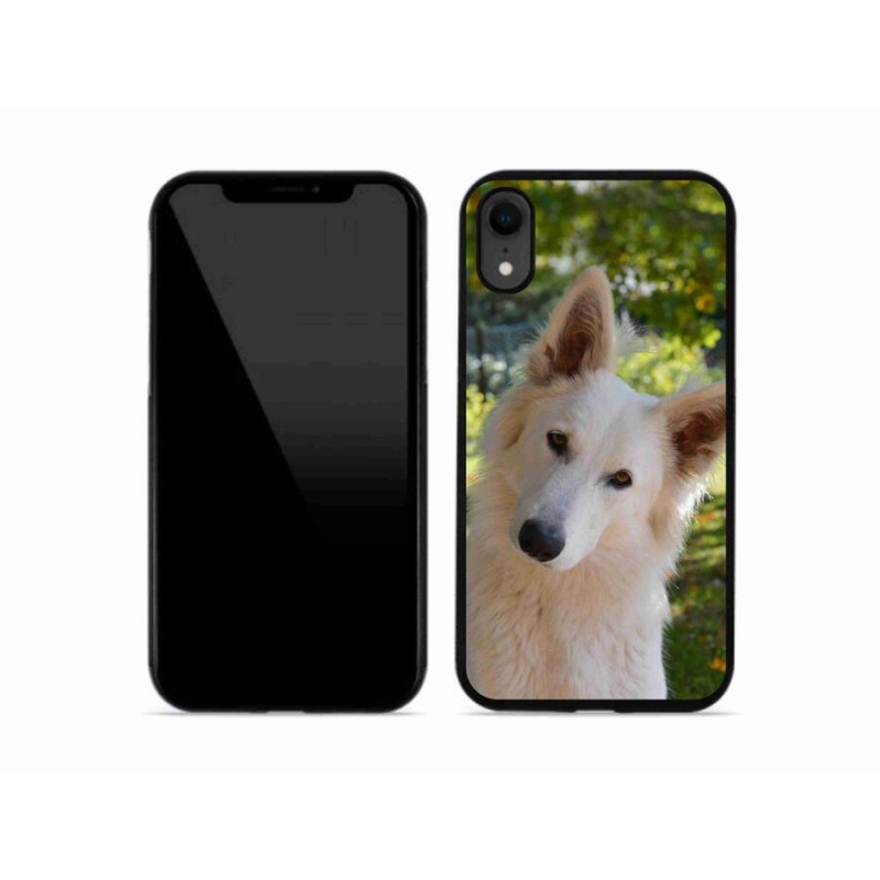 Gelový kryt mmCase na mobil iPhone XR - bílý švýcarský ovčák 1