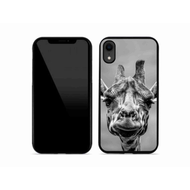 Gelový kryt mmCase na mobil iPhone XR - černobílá žirafa