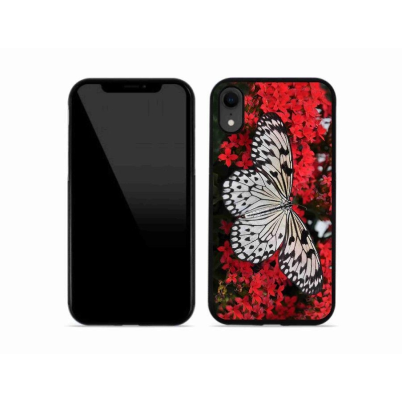 Gelový kryt mmCase na mobil iPhone XR - černobílý motýl 1