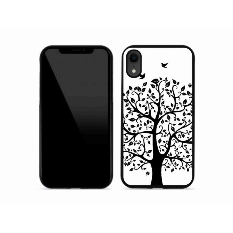 Gelový kryt mmCase na mobil iPhone XR - černobílý strom