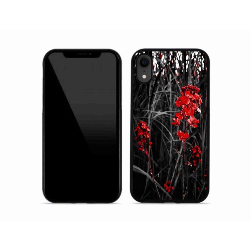 Gelový kryt mmCase na mobil iPhone XR - červená rostlina