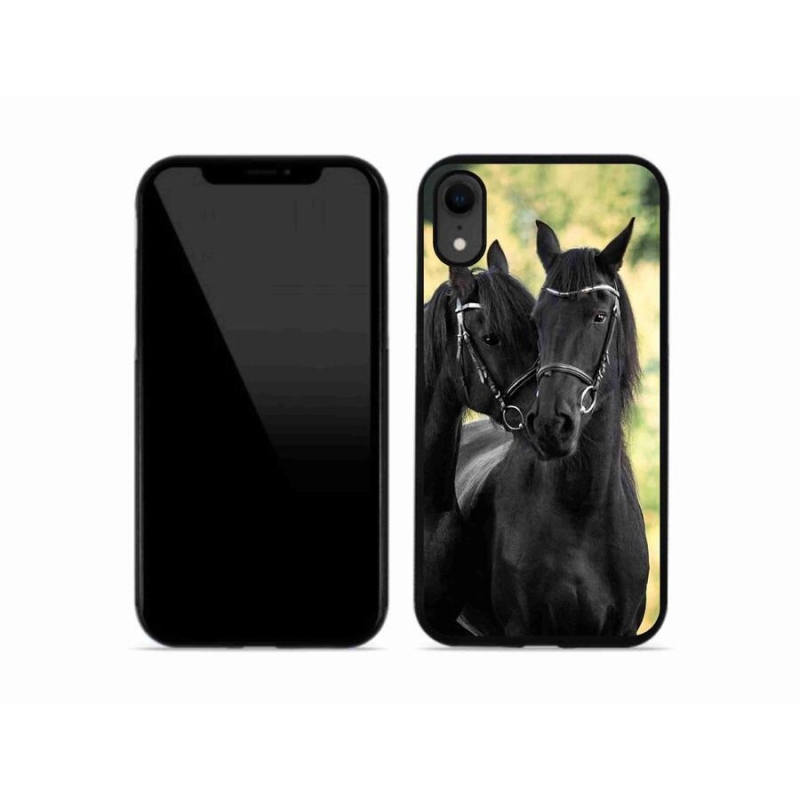 Gelový kryt mmCase na mobil iPhone XR - dva černí koně