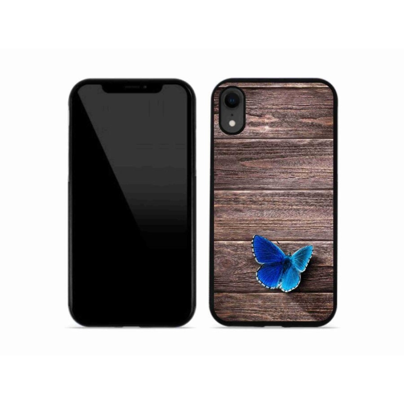 Gelový kryt mmCase na mobil iPhone XR - modrý motýl 1