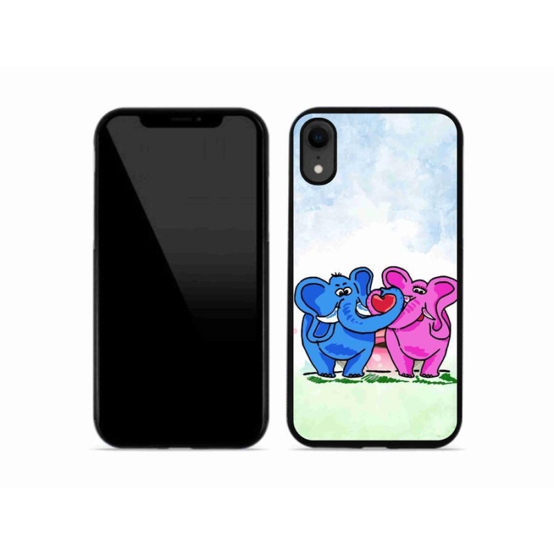 Gelový kryt mmCase na mobil iPhone XR - zamilovaní sloni