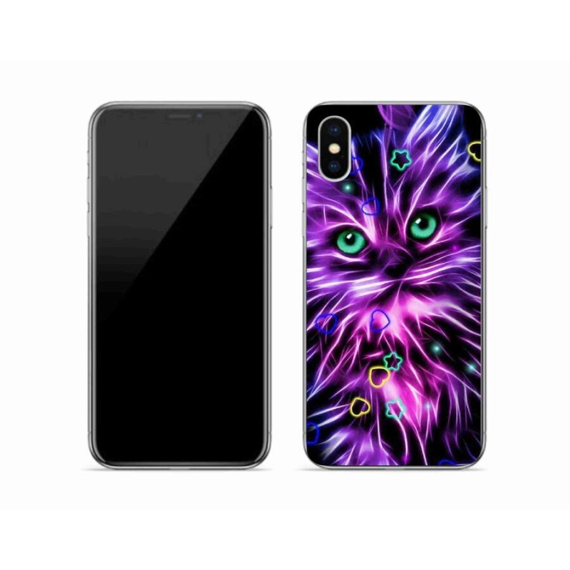 Gelový kryt mmCase na mobil iPhone XS - abstraktní kočka