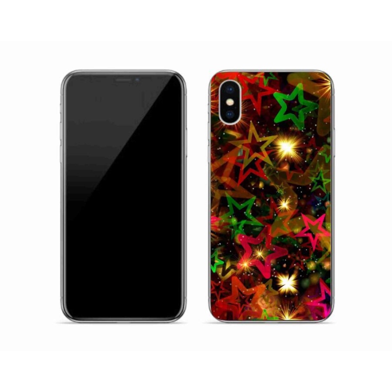 Gelový kryt mmCase na mobil iPhone XS - barevné hvězdičky
