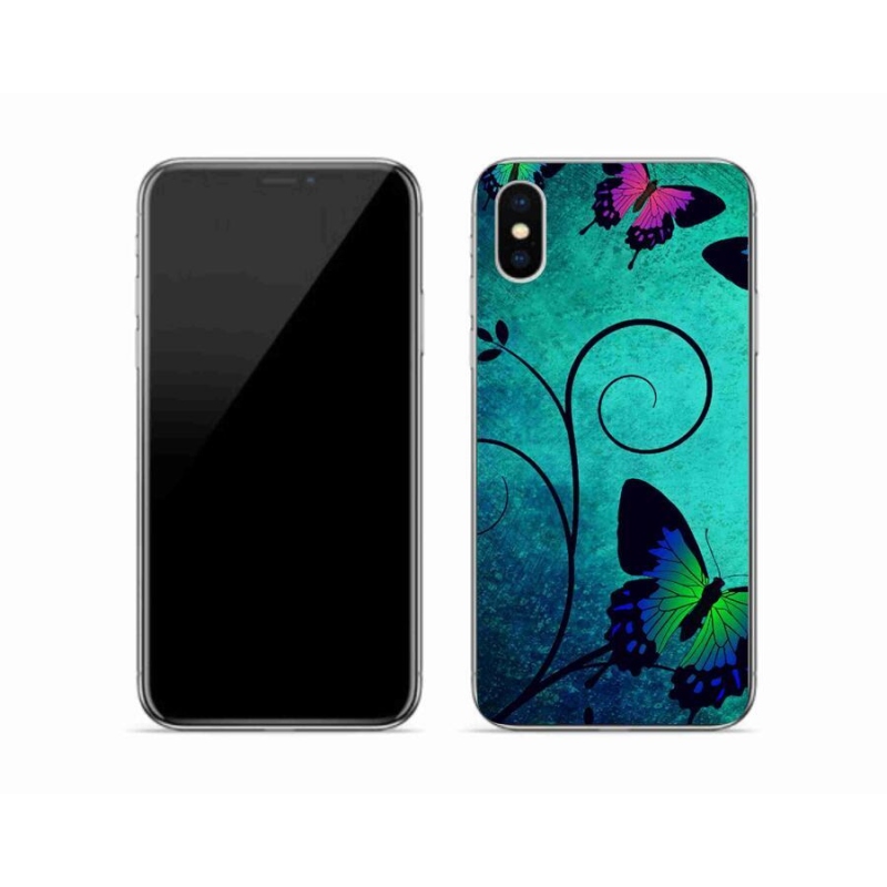 Gelový kryt mmCase na mobil iPhone XS - barevní motýli