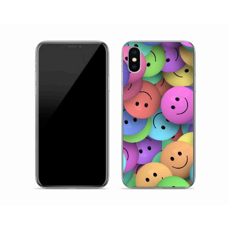 Gelový kryt mmCase na mobil iPhone XS - barevní smajlíci