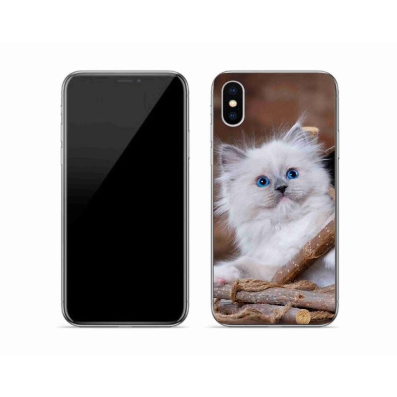 Gelový kryt mmCase na mobil iPhone XS - bílé kotě