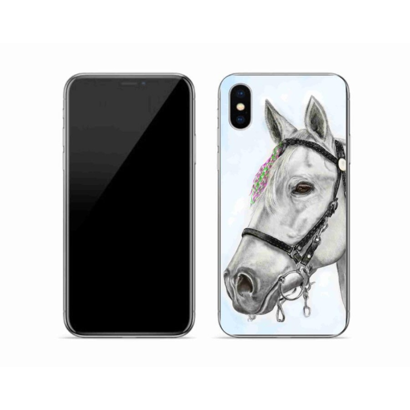 Gelový kryt mmCase na mobil iPhone XS - bílý kůň 1
