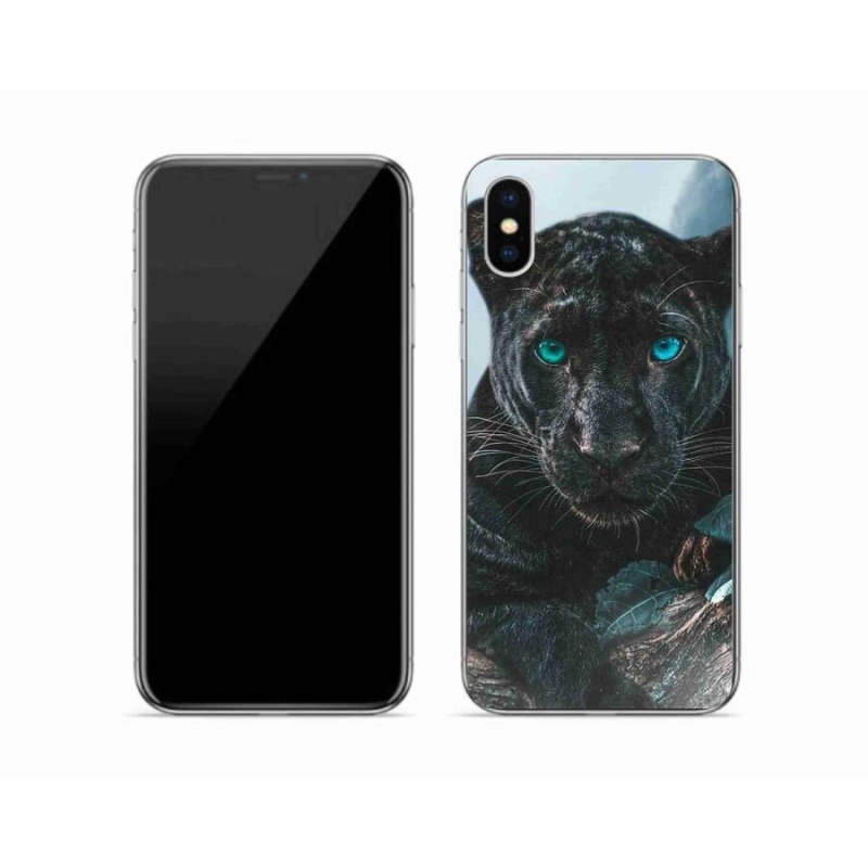 Gelový kryt mmCase na mobil iPhone XS - černý panter