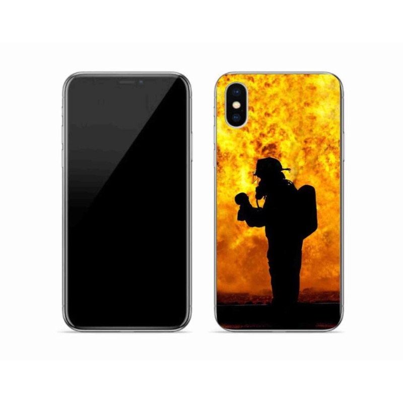Gelový kryt mmCase na mobil iPhone XS - hasič