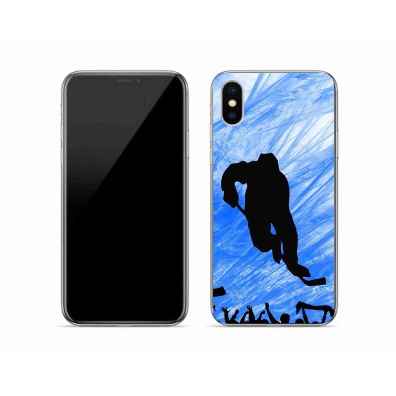 Gelový kryt mmCase na mobil iPhone XS - hokejový hráč
