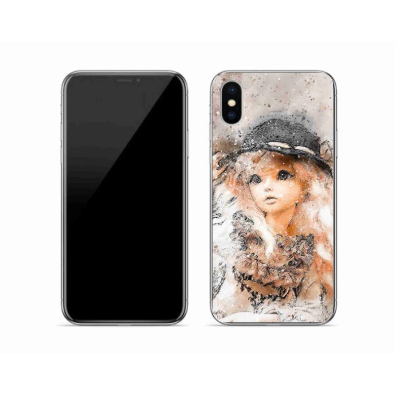 Gelový kryt mmCase na mobil iPhone XS - holčička s kloboukem