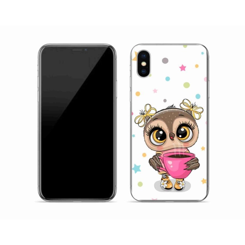 Gelový kryt mmCase na mobil iPhone XS - kreslená sovička