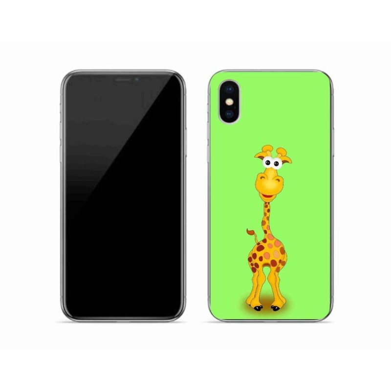 Gelový kryt mmCase na mobil iPhone XS - kreslená žirafa