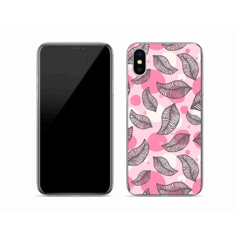 Gelový kryt mmCase na mobil iPhone XS - kreslené padající listy