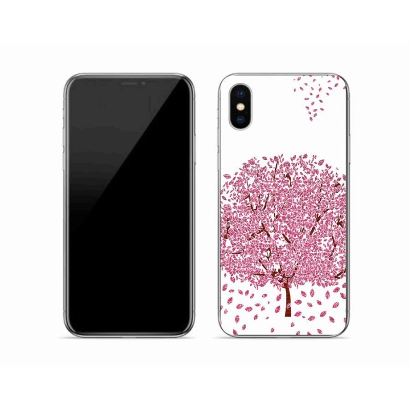Gelový kryt mmCase na mobil iPhone XS - kreslený strom s listy