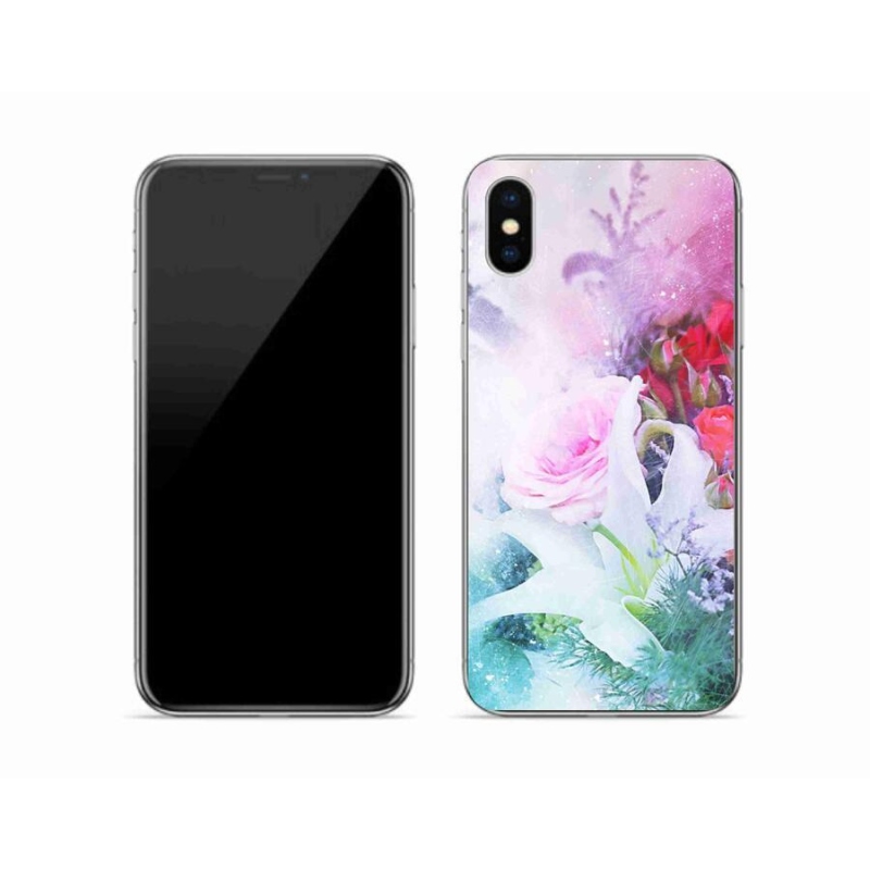 Gelový kryt mmCase na mobil iPhone XS - květiny 4
