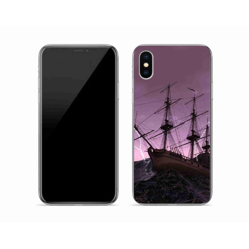 Gelový kryt mmCase na mobil iPhone XS - loď v bouři
