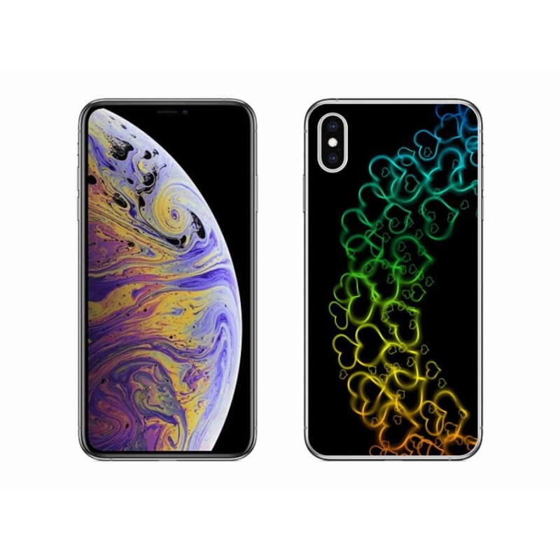 Gelový kryt mmCase na mobil iPhone XS Max - barevná srdíčka