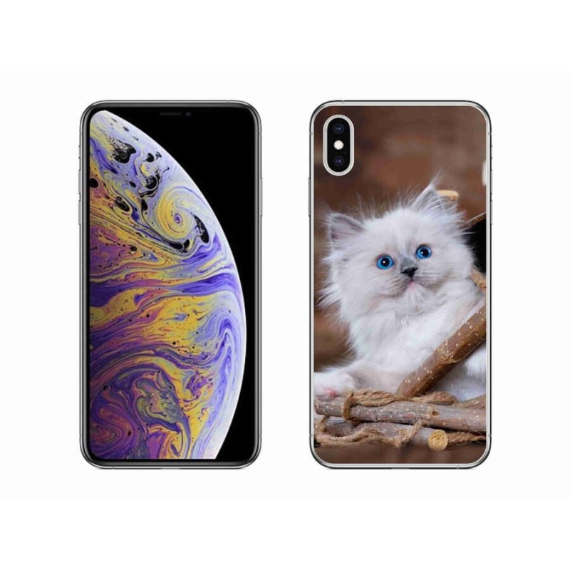 Gelový kryt mmCase na mobil iPhone XS Max - bílé kotě