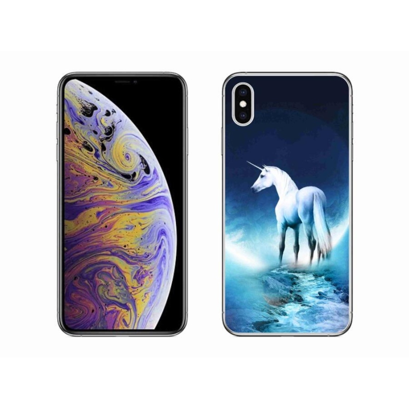 Gelový kryt mmCase na mobil iPhone XS Max - bílý jednorožec