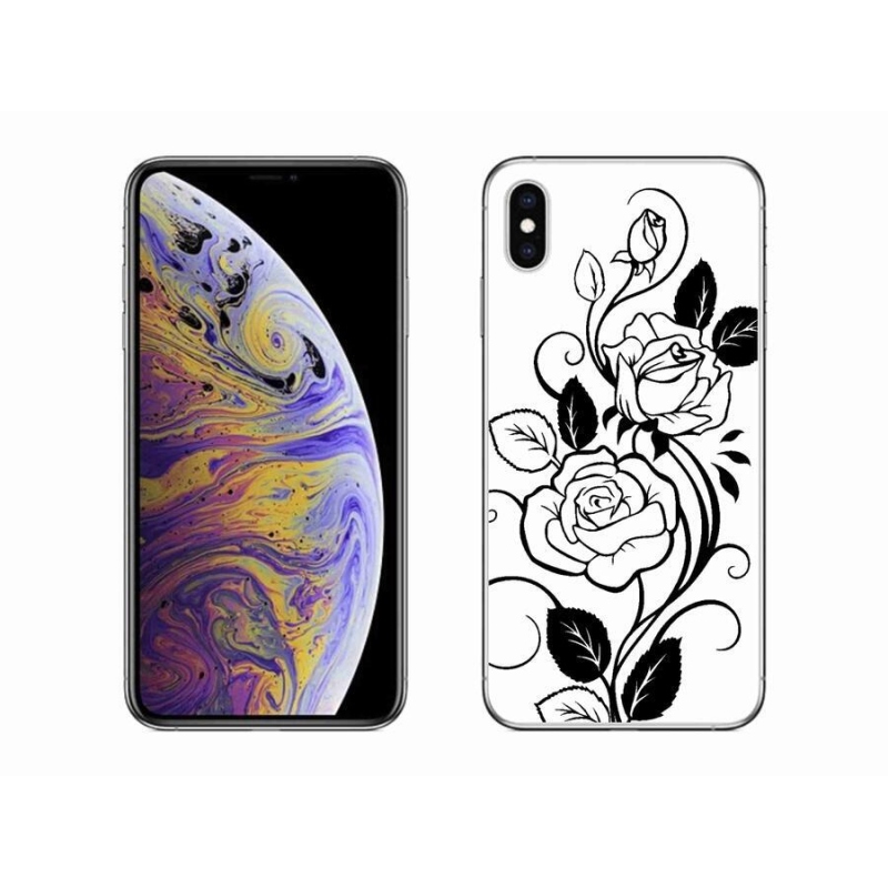 Gelový kryt mmCase na mobil iPhone XS Max - černobílá růže