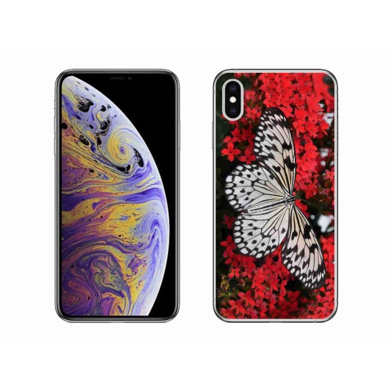 Gelový kryt mmCase na mobil iPhone XS Max - černobílý motýl 1
