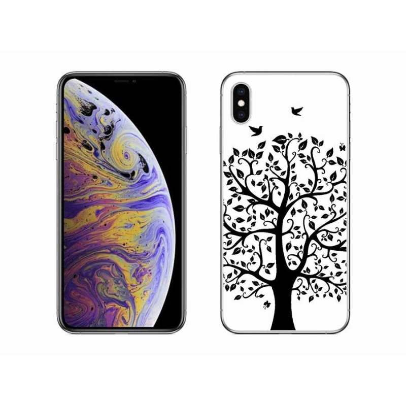 Gelový kryt mmCase na mobil iPhone XS Max - černobílý strom
