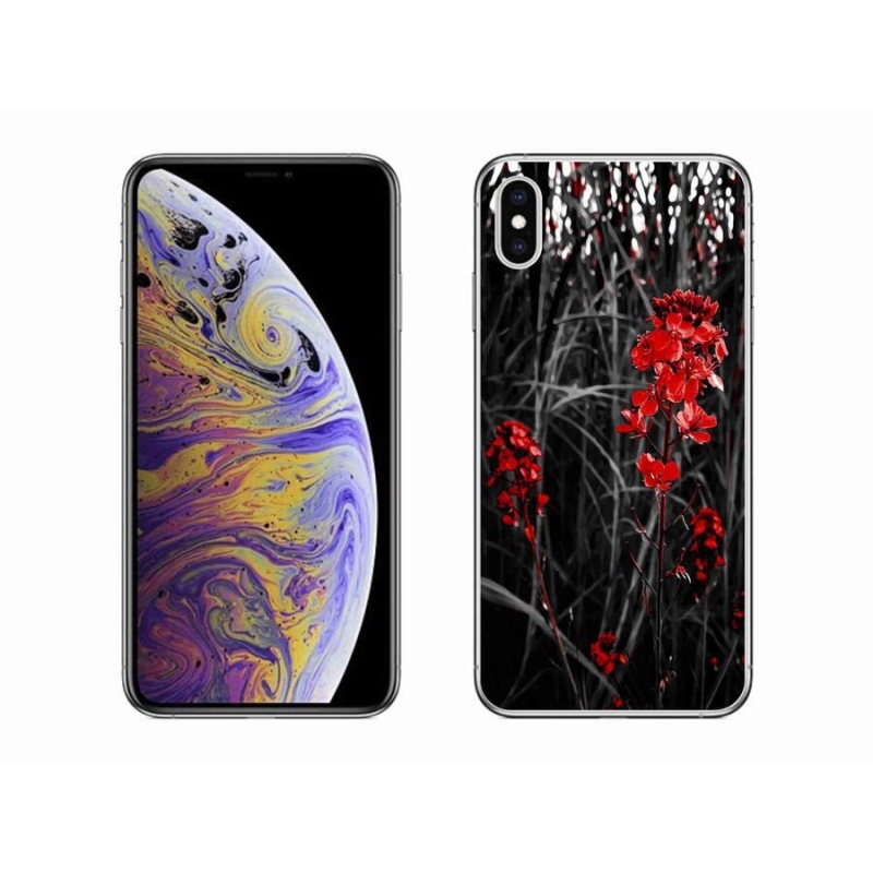 Gelový kryt mmCase na mobil iPhone XS Max - červená rostlina