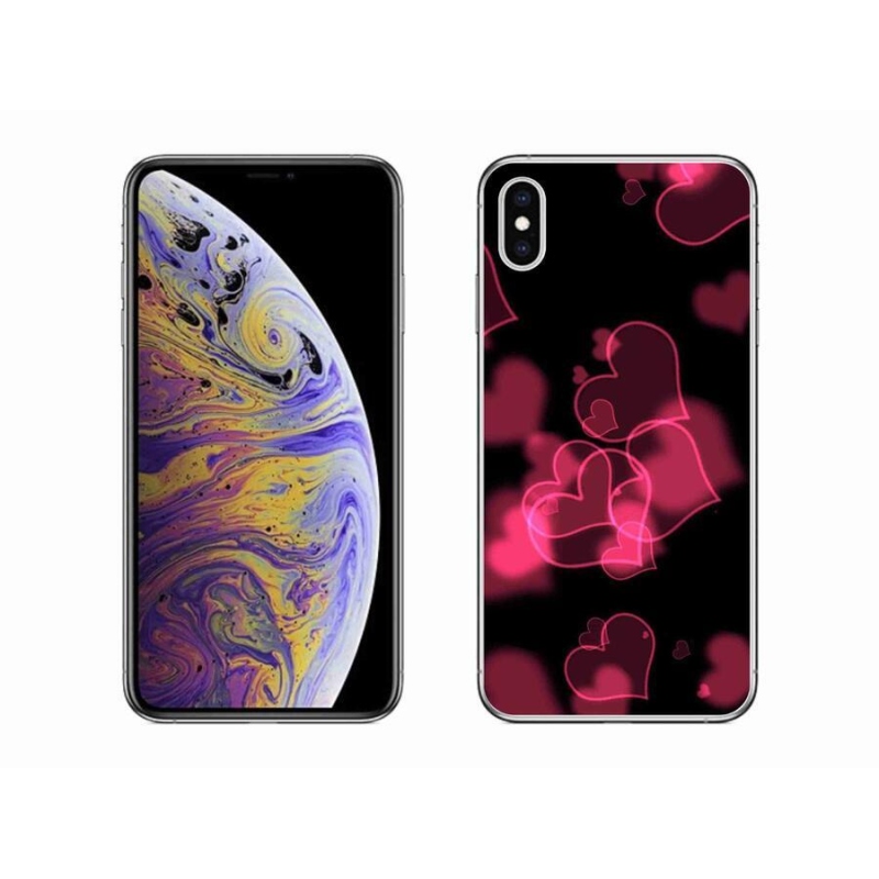 Gelový kryt mmCase na mobil iPhone XS Max - červená srdíčka