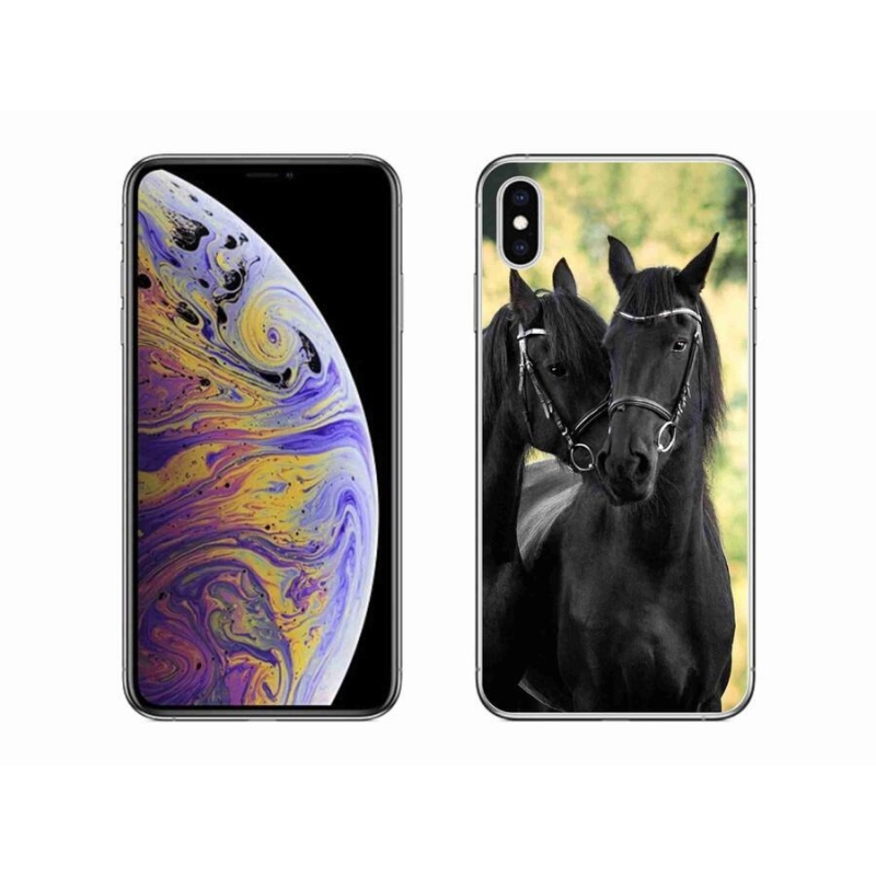 Gelový kryt mmCase na mobil iPhone XS Max - dva černí koně