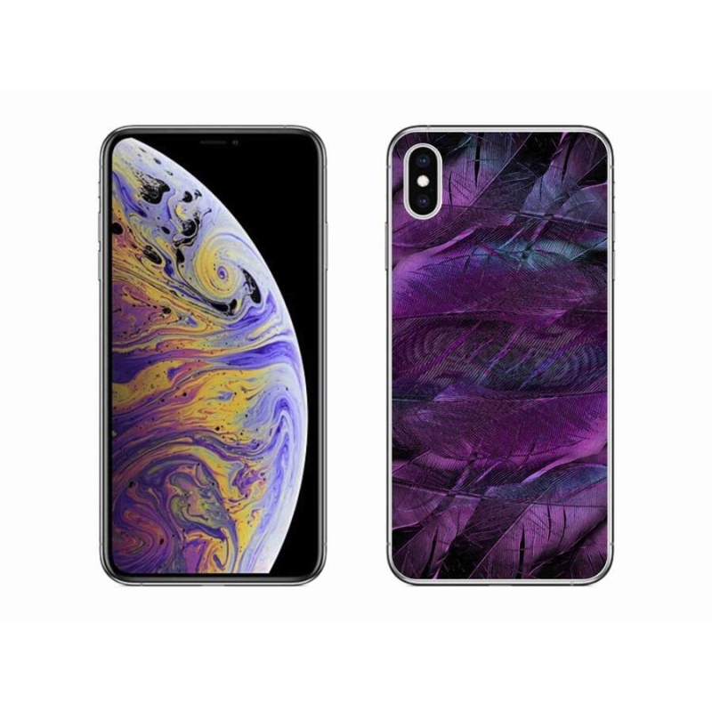 Gelový kryt mmCase na mobil iPhone XS Max - fialová pírka