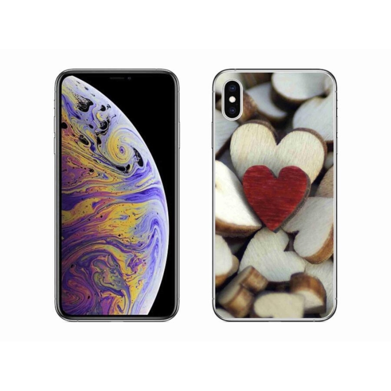 Gelový kryt mmCase na mobil iPhone XS Max - gravírované červené srdce