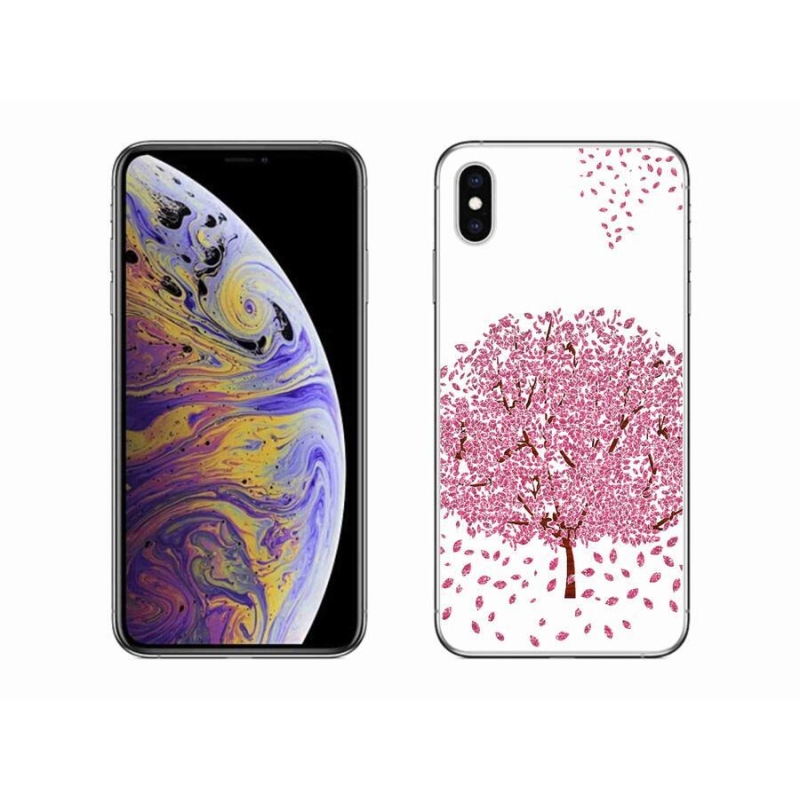 Gelový kryt mmCase na mobil iPhone XS Max - kreslený strom s listy